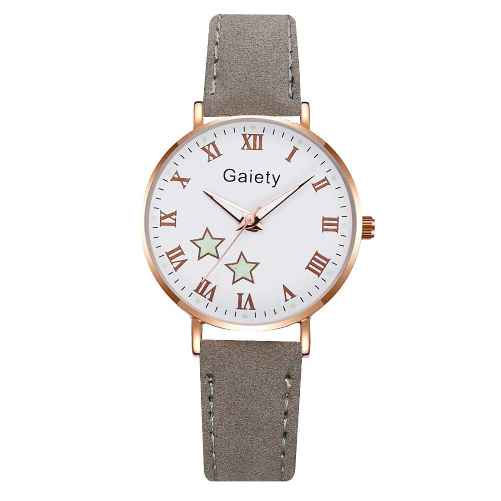Star Printed Small Dial Quartz Watch Temperament Ladies Suede Belt Watch Waterproof Luminous Quartz Watch Reloj Para MujerX240920