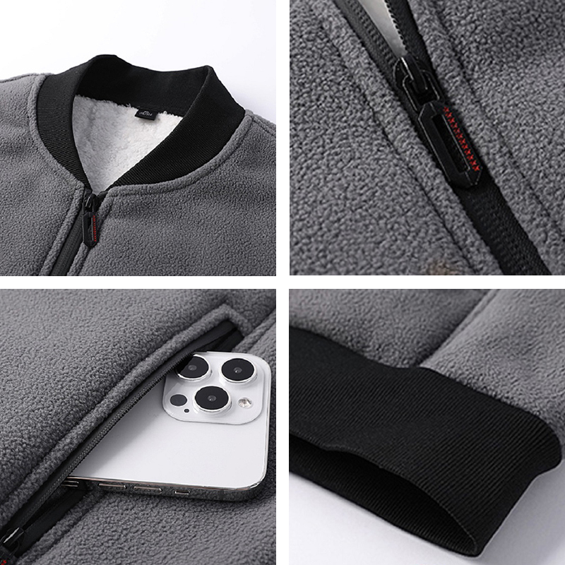 New Autumn Thick Warm Winter Men Solid Stand Collar Polar Fleece Sleeveless Vest Jacket Outdoor Sports Waistcoat Male