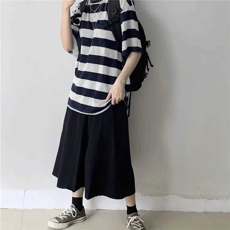 Women T-Shirts Harajuku Goth Punk stripe Print Short Sleeve Loose Clothes Oversized T Shirt Female Tops Hip Hop Tee ShirtX240920