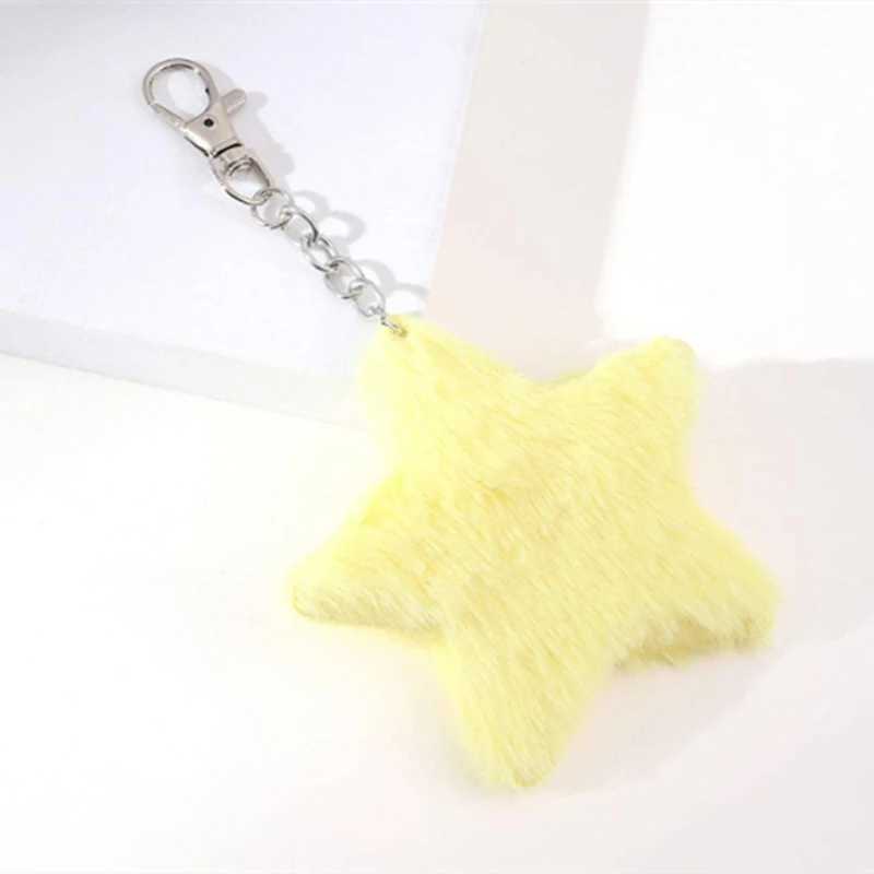 New Star Plush Pendant Keychains for Women Girls Pentagram Key Chains Rings Hairball Bag Keyring Holder Charm Jewelry AccessoryX240919