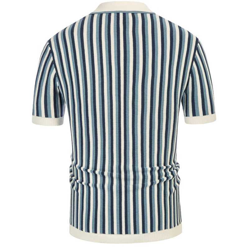 Summer Mens Light Luxury Button-down Leisure Knit Polo Shirt Popular Retro Short Sleeve Streetwear Fashion Patchwork KnitwearX240920