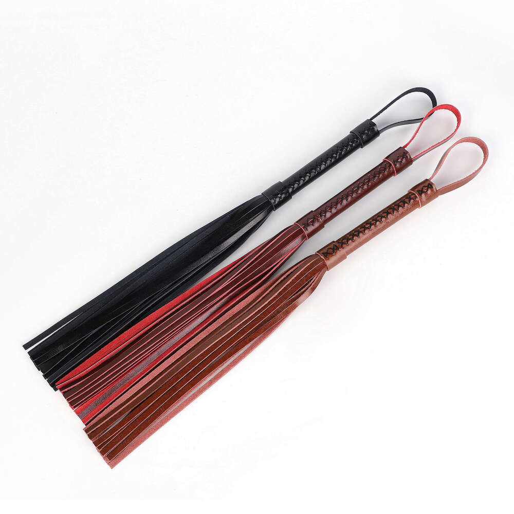 Sex toys SM props Retro leather whips Wine red cowhide sex whips Alternative adult sex toys