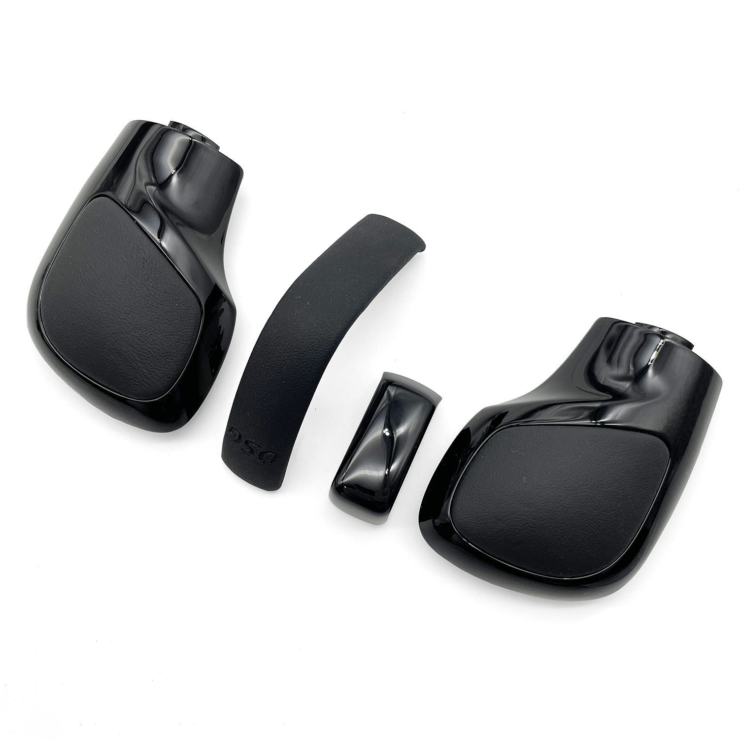 Black Leather Gear Shift Knob Side Cover With Shiny DSG For Golf 6 7 R GTI Passat B7 B8 CC R20 Jetta MK6 GLI