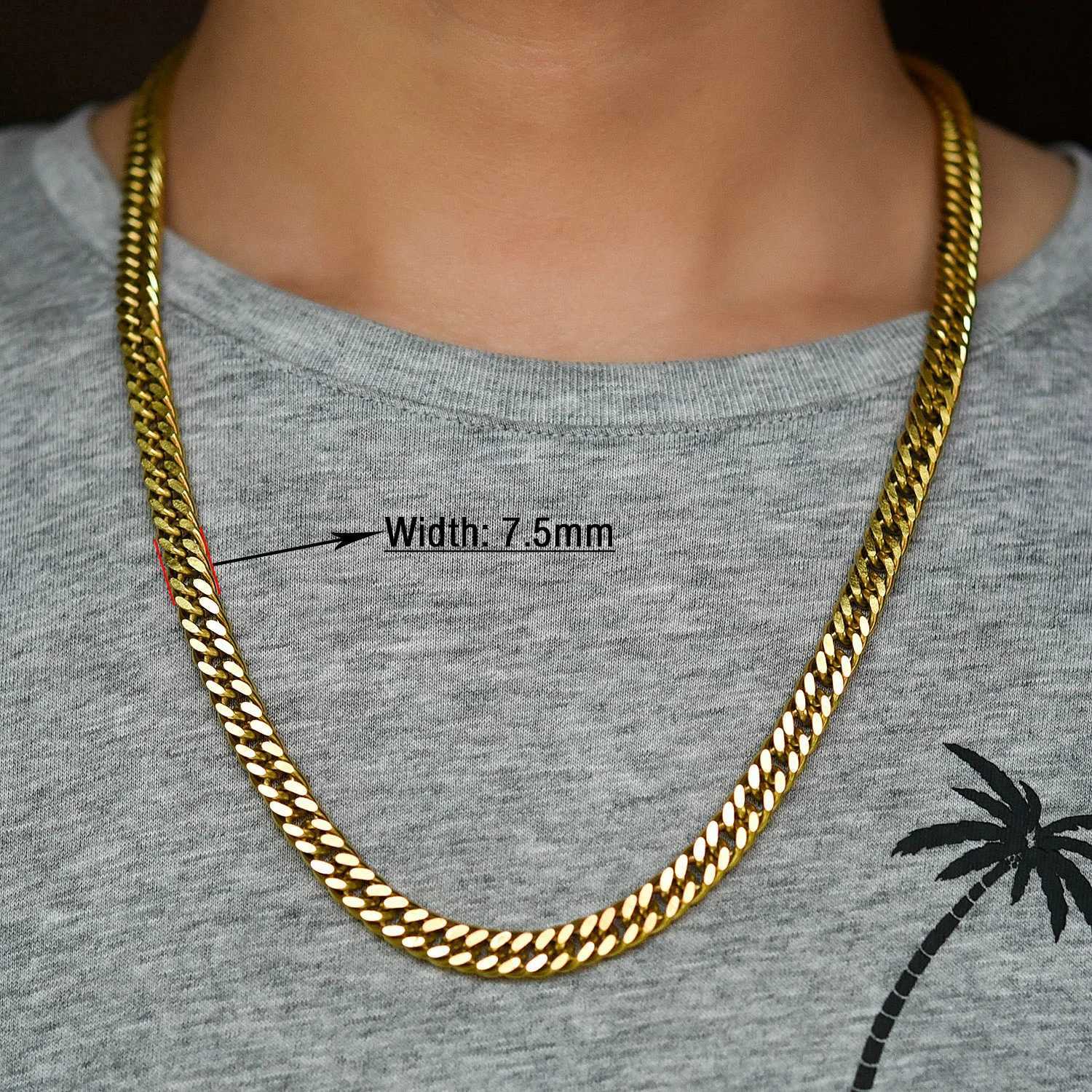 Fashion Men Stainless Steel Necklace High Quality Gold/Silver Color Link Cuban Chain Choker Jewelry AccessoryX240919