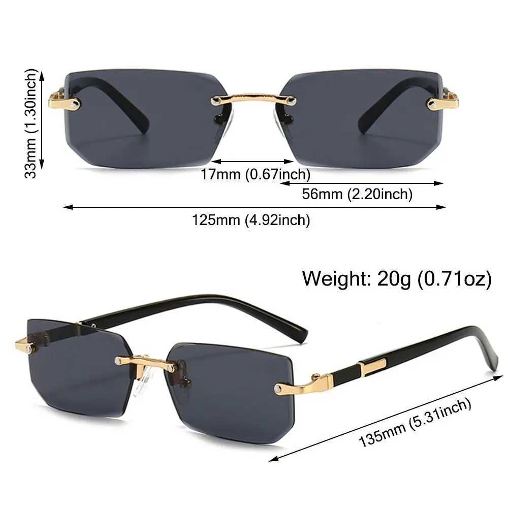 Trendy Rimless Sunglasses for Men Women Fashion Frameless Rectangle Sun Glasses Retro Shades Summer Traveling Eyewear UV400X240920