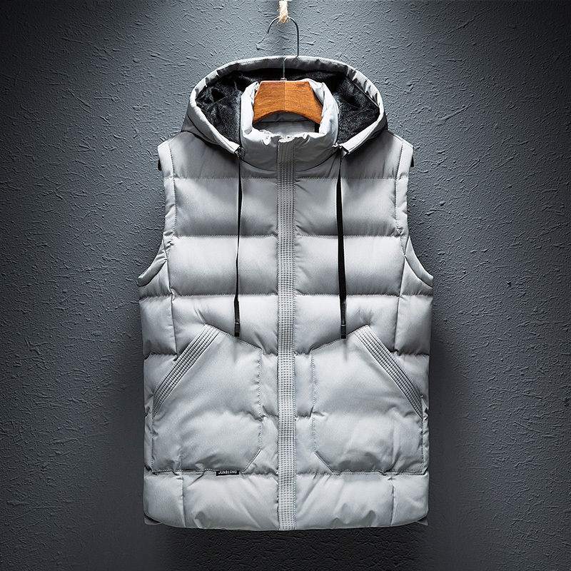 New Hooded Sleeveless Jacket Autumn Men Fashion Casual Coat Winter Windproof Warm Vest Detachable Hat Waistcoat Male