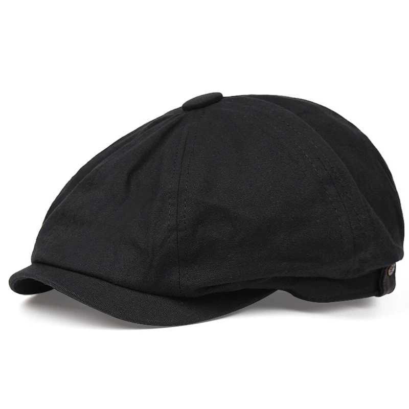 2022 Hot Sale Mens Hat British Style Cotton Octagonal Flat Cap Classic Newsboy Capboina Ivy Gatsby BeretX240919