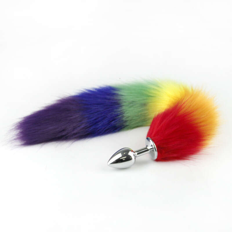 Sex toys SM props Metal backcourt anal plug Colorful tail anal plug Female slave training Alternative adult products