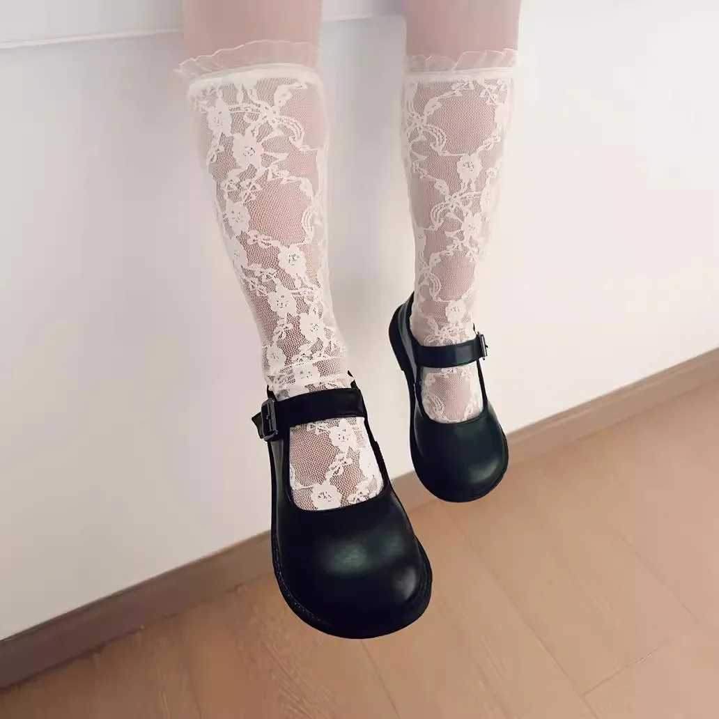 Kids Socks Baby Girls Knee High Socks Long Kids Soft Lace Stuff Princess Sock Ruffle 0-6Years Cute White Girl Socks Q240920