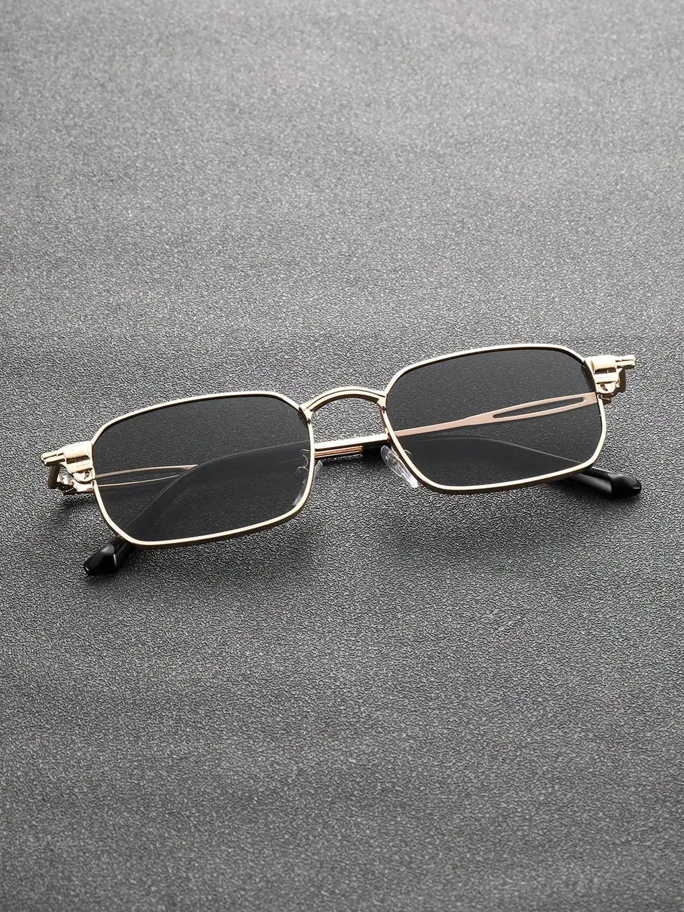 1pc Unsex Square Frame Punk Hollow Out Design Steel Sunglasses For Outdoor Travel Rave Party Driving AccessoriesX240920