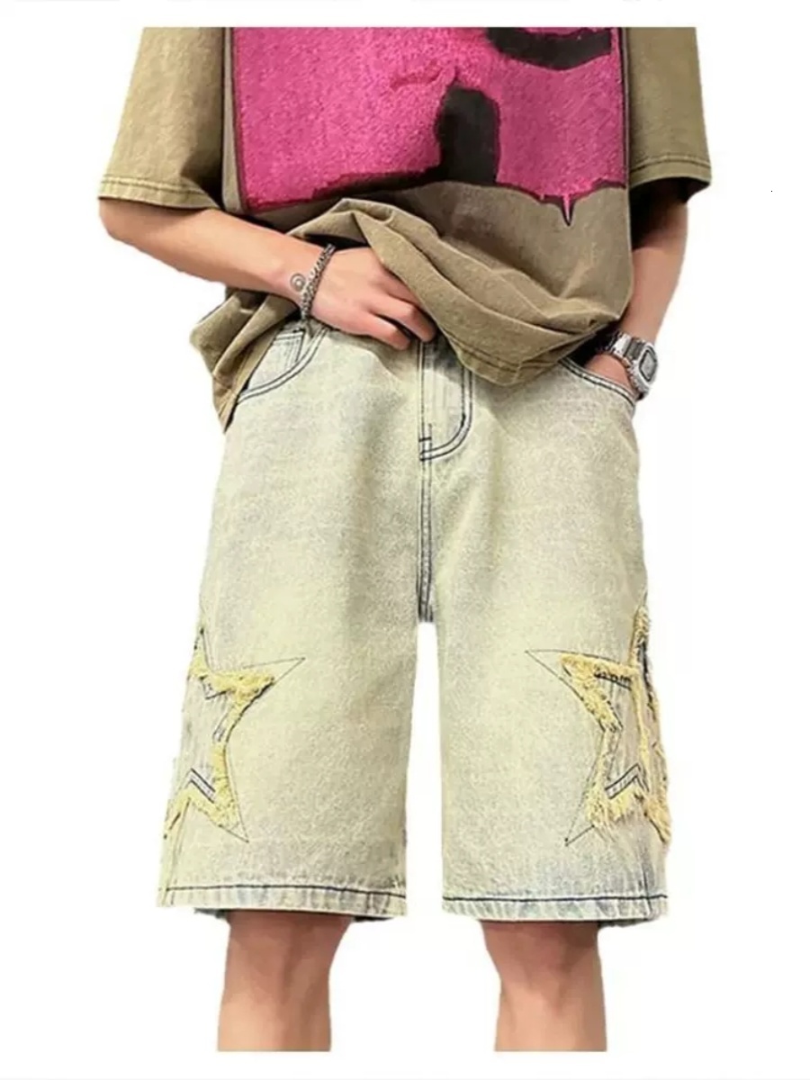 2026 Women Knee Length Blue Denim s Aesthetic Vintage Star Jeans Shorts Y k Haruku Korean Cowboy Short Pants