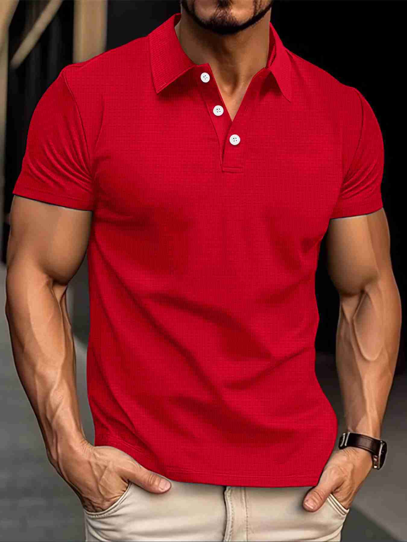 New mens short sleeve T-shirt summer solid color lapel polo shirt men breathable street clothing POPL shirtXJ240920