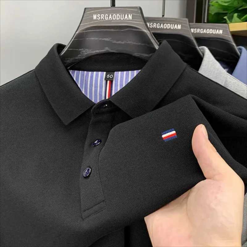 Mens pure cotton short sleeved polo shirt summer lapel Paul T-shirt casual mens T-shirt half sleevedX240920