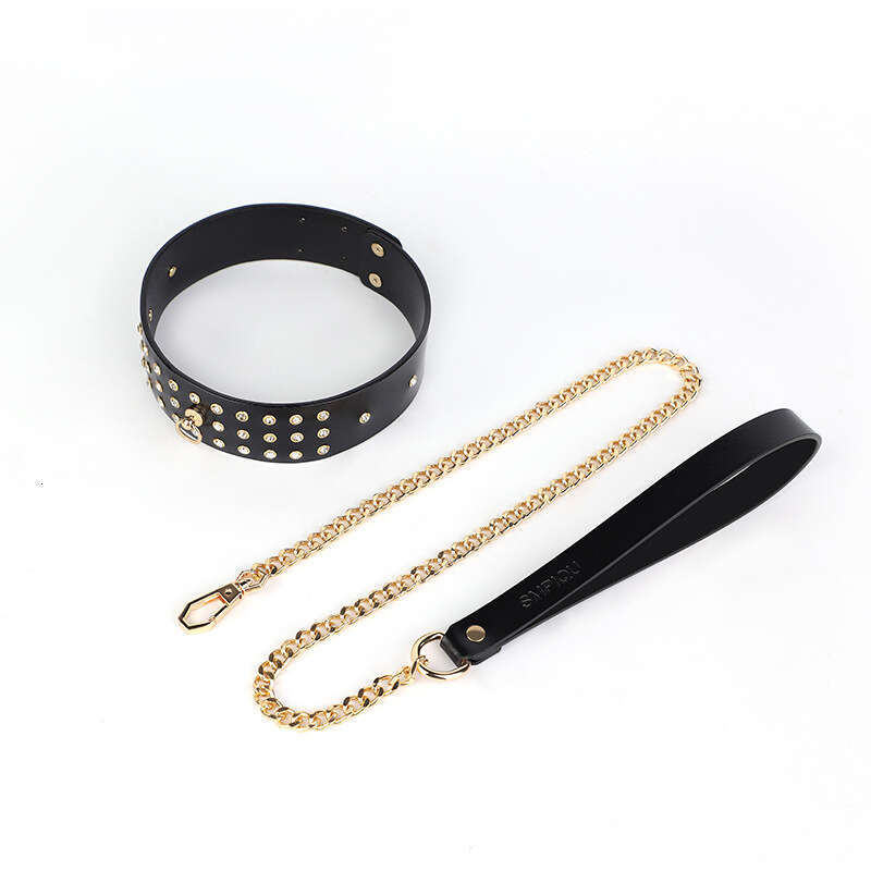 High end SM props, full diamond genuine leather fun collar, female slave training, traction neck cover, alternative choker, adult product