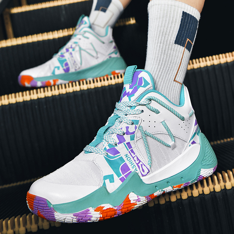 Fashion Basketball Shoes Men Breathable Basketball Sneakers Non Slip High-Top Sports Shoes Wear-Resisting Women Outdoor Sneakers