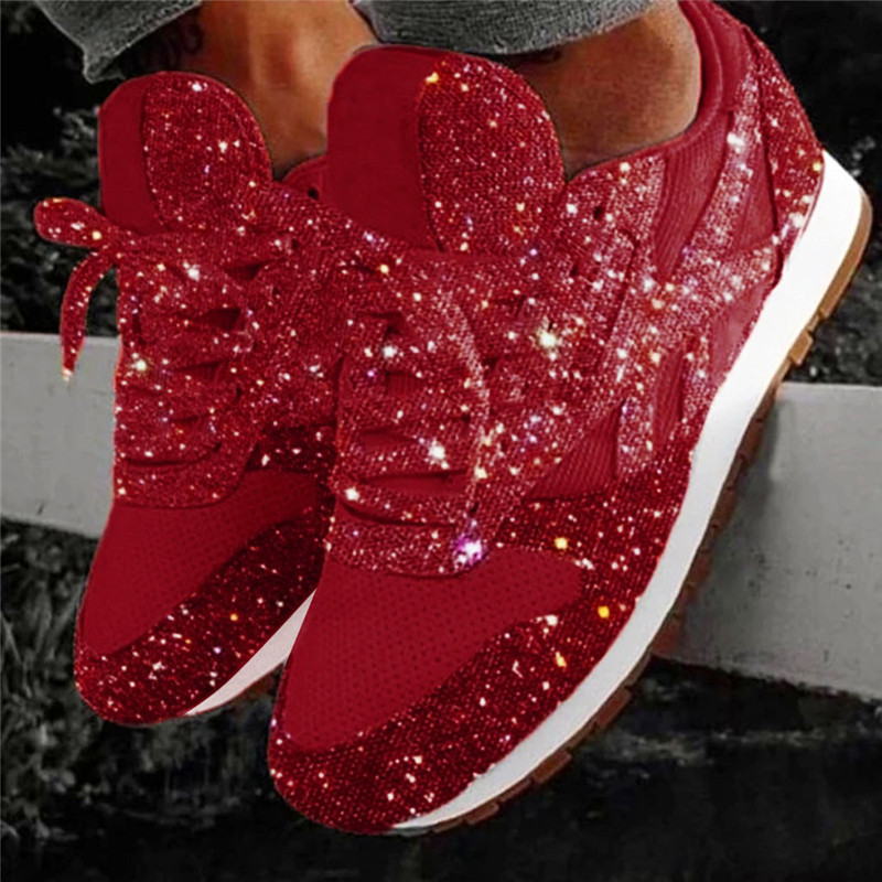 Bg Crystal Sneakers: Sporty Pink Lace-Up Running Shoes for Women 4