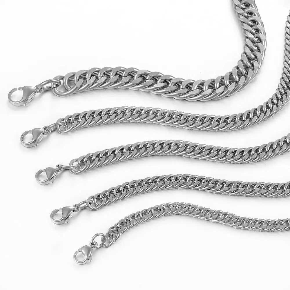 Figaro Style Stainless Steel Chain Punk Silver Color Long Necklace Men Cuban Fashion Hip-Hop JewelryX240919
