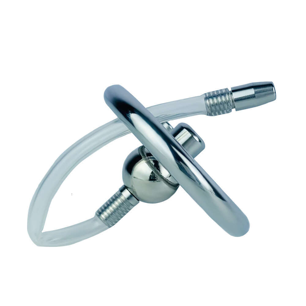 FRRK 304 stainless steel flat hardcore metal short cock ring penis cage with catheter chastity cage for male