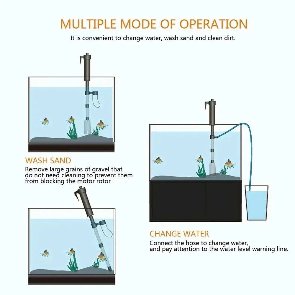 Electric Water Changer Siphon for Fish Tank Water Filter Pump Aquarium Electric Gravel Cleaner Water Change Pump Cleaning Tools