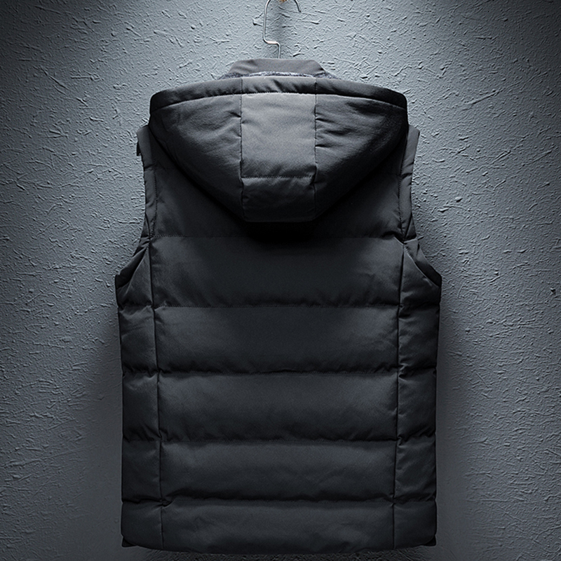 New Hooded Sleeveless Jacket Autumn Men Fashion Casual Coat Winter Windproof Warm Vest Detachable Hat Waistcoat Male