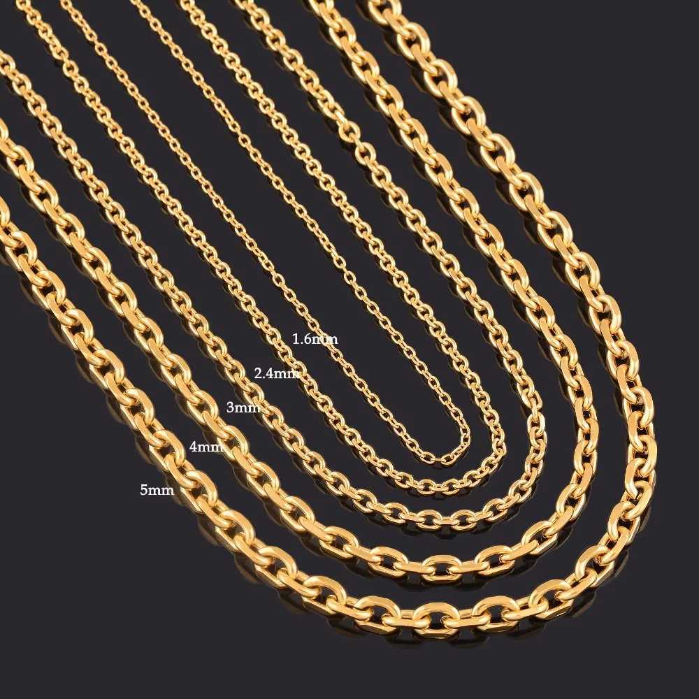 Width 1.6mm/2.4mm/3mm/4mm/5mm Stainless Steel Rolo Chain In Gold Color High Quality Charm Pendant Link Necklace WholesaleX240919