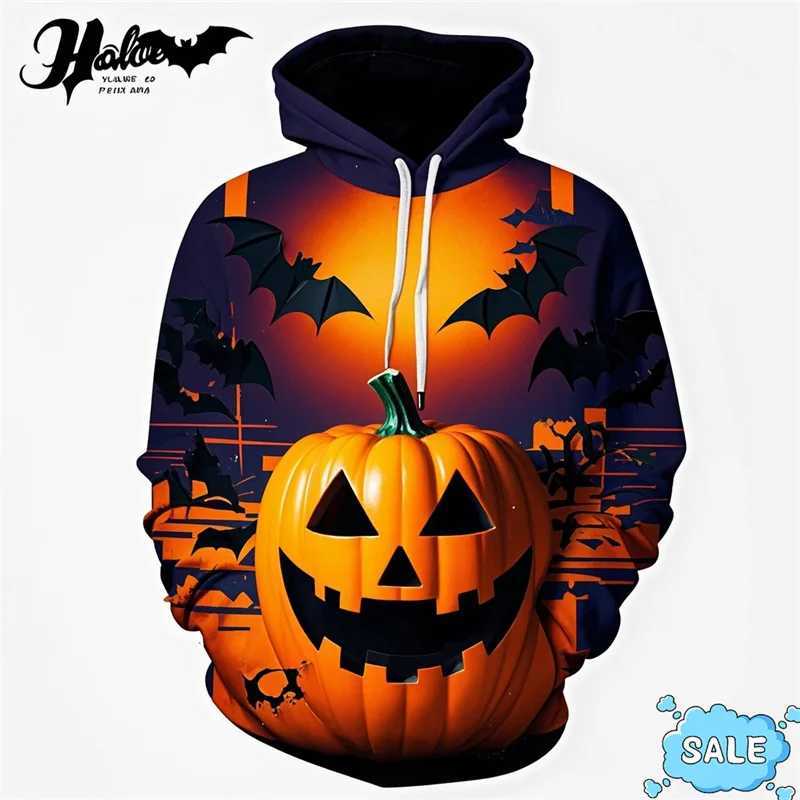Harajuku 3D Printed Halloween Day Hoodies All Saints Day Pumpkins Graphic Hooded Sweatshirts Men Fashion Funny Pullovers Hoodie Y240920