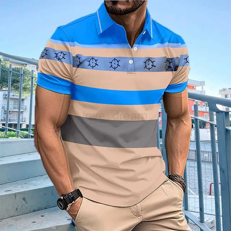 Mens summer short sleeved striped polo shirt mens casual breathable polo shirt top.XJ240920