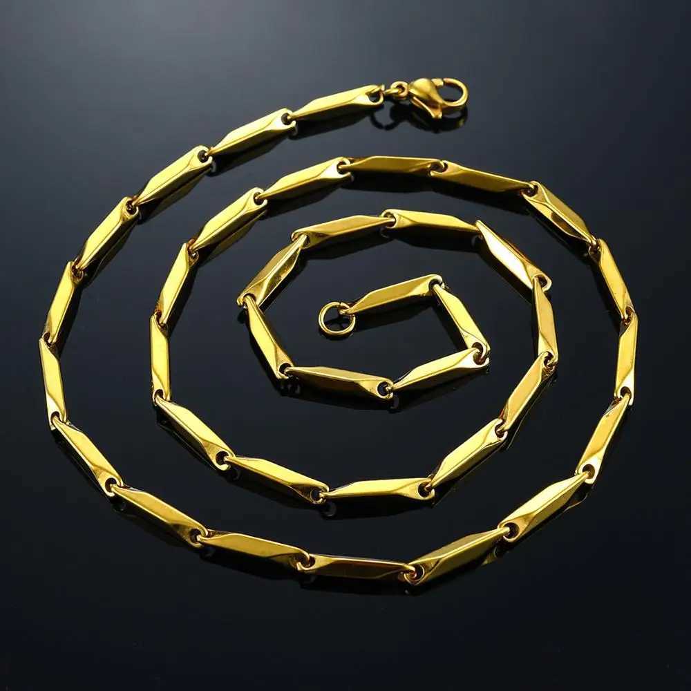 2.5mm/3mm Stainless Steel Bar Link Bamboo Chain High Quality Gold/Silver Color Necklace Choker for Women Men Jewelry AccessoryX240919