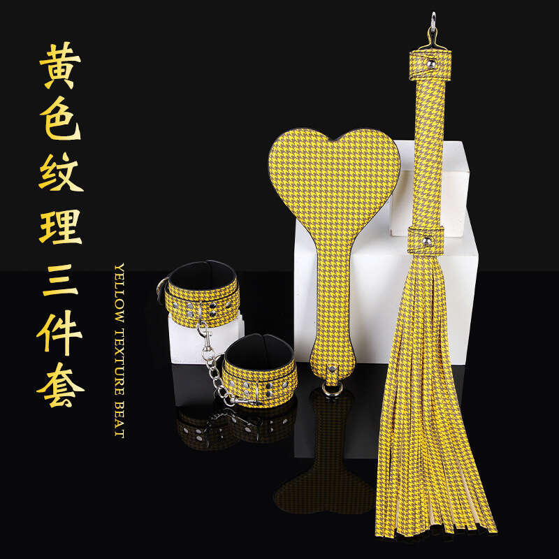 Customized SM set for fun, handcuffs, leather whips, eye masks, adult products, PU genuine leather, can be labeled, hot pressed, and washed with water