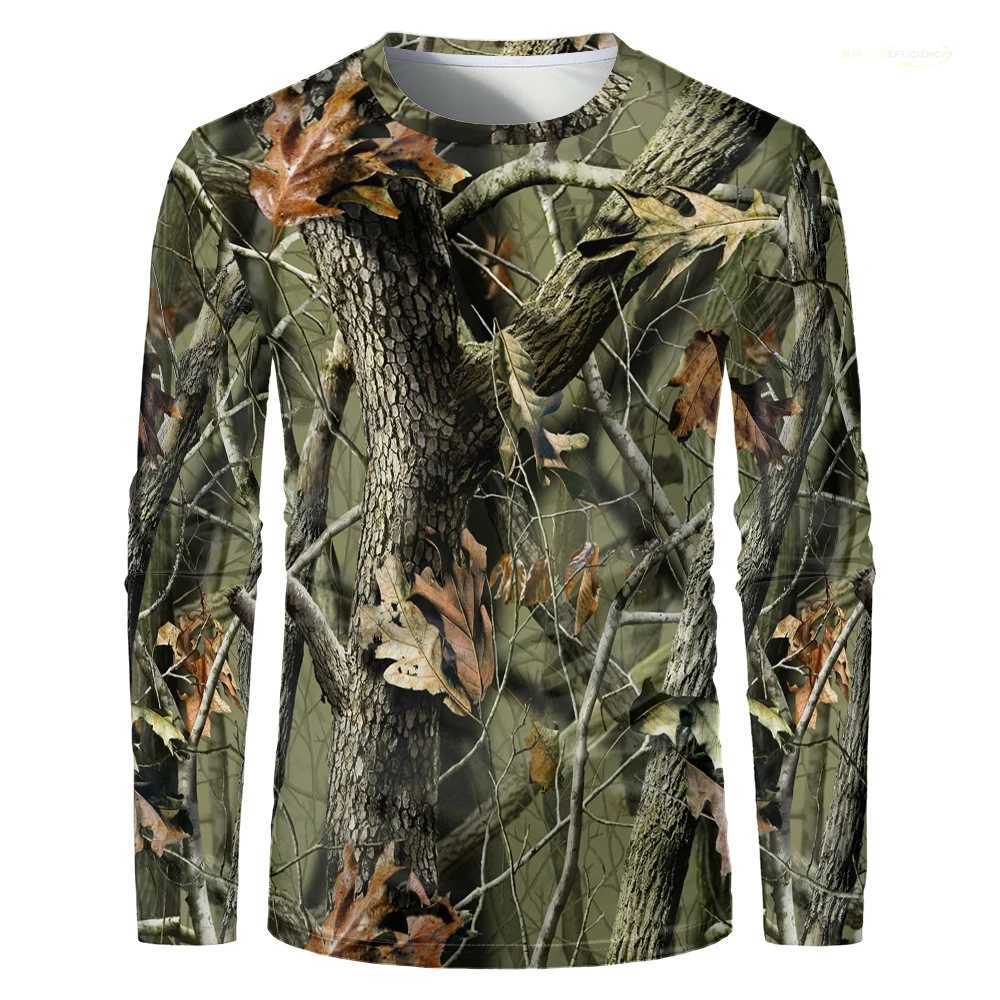 Camouflage Hunting Long Sleeve Men T-shirt Outdoor Sports Tactical Training Clothes Tee Hiking Fishing Camping Quick Drying TopsX240919