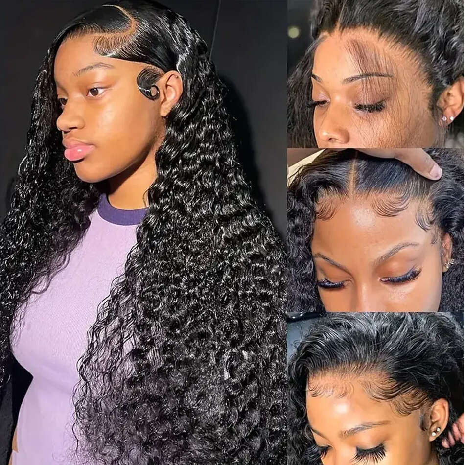 180 Density 13x6 Water Front Wig Human Hair 13x4 HD Transparent 30 32Inch Deep Wave Lace Frontal Wigs Curly Brazilian