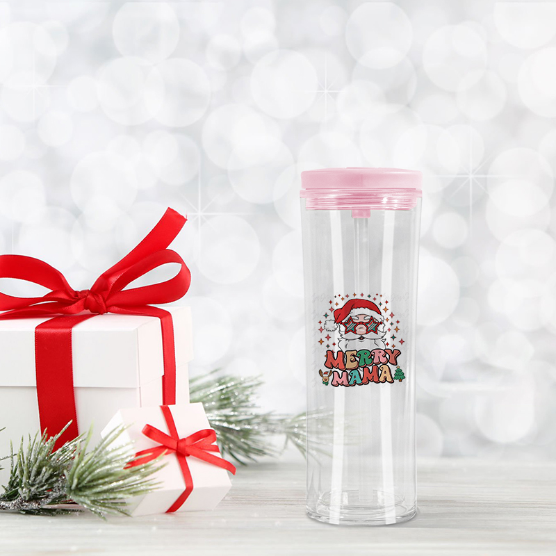 20oz Snow globe Pre-drilled hole plastic cup double wall Acrylic tumbler for Vinyl UV DTF sticker DIY Drinkware drinking cups plug free