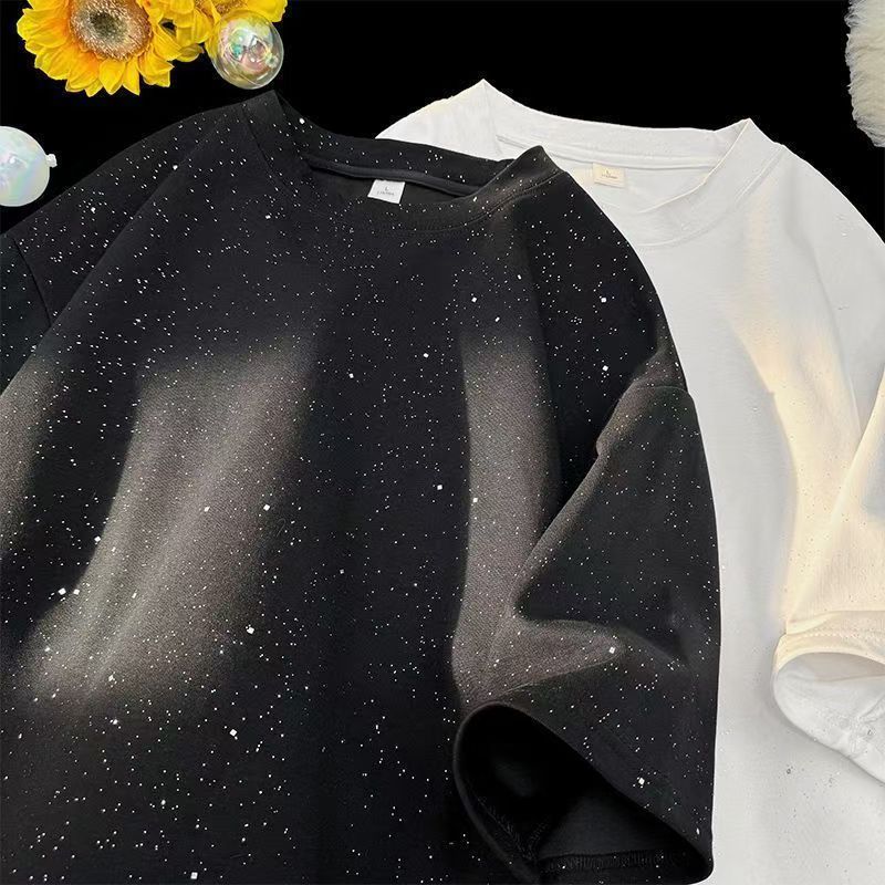 Mantianxing cotton short-sleeved T-shirt men's summer new American fashion brand loose T-shirt with T-shirt and half sleeves.