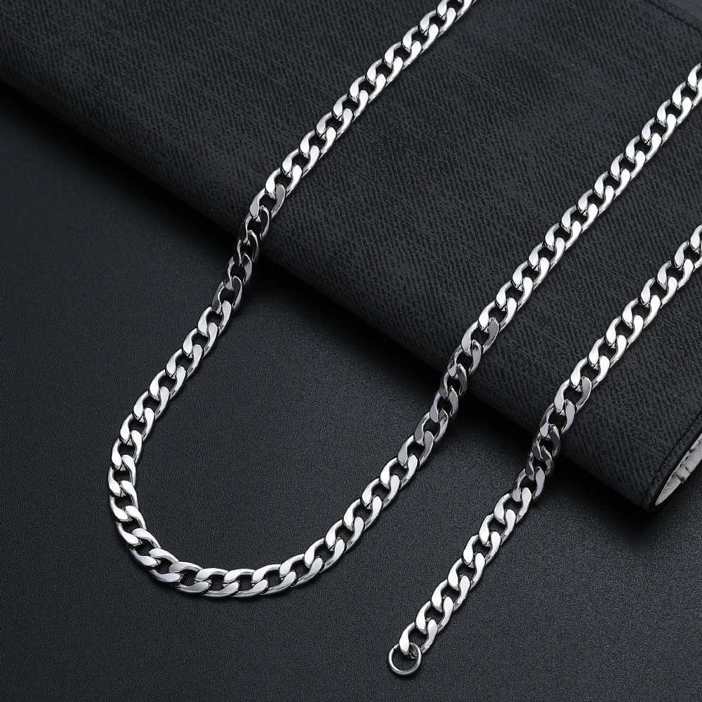 Width 6MM Stainless Steel Mens Chain Necklace Hip Hop Rock Style Jewelry Titanium Steel Cuban Link Necklace drop shippingX240919