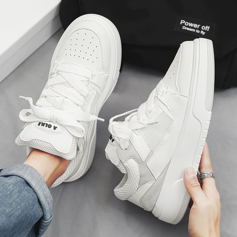 New Mens Trend Designer Pink Platform Comfortable Leather Skateboard Shoes Men White Sneakers tenis mascuo