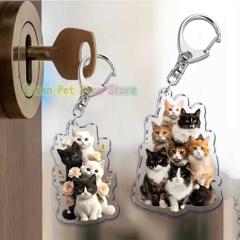 Funny Cat Key Chain Keychains Ring for Accessories Bag Pendant Keyring Jewelry Cute Animal Pet Llaveros Friends Gifts Cool CatsX240919
