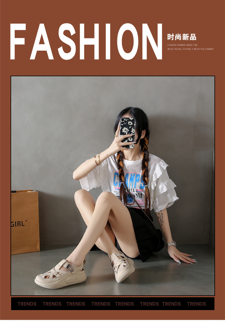 2024 Little White Shoes Women's Summer New Korean Edition Instagram Female Student Leisure Hollow out Versatile Sandals Street Shoot JC73