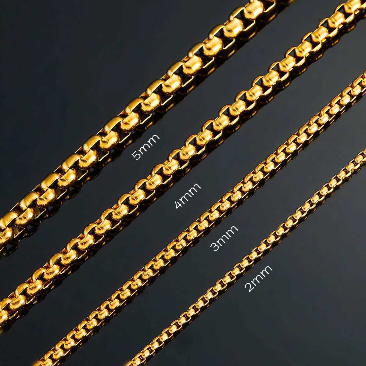 1 Piece 2mm/3mm/4mm/5mm Thickness Gold Color Link Jewelry Classic Curb Necklace Stainless Steel Chain for Men WomenX240919
