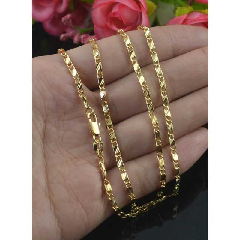 Exquisite 18K Genuine Gold Filled Golden Necklace Chain Blade Chain Necklace 16inch 3MM 16 to 30X240919