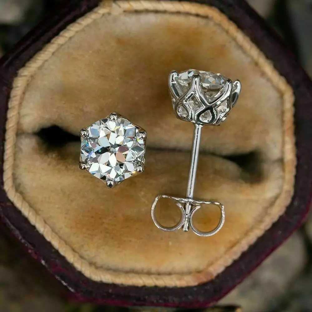 100% 925 sterling silver 0.5-1 carat D-color Moir stud earrings suitable for womens high-quality sparkling wedding jewelry W240919