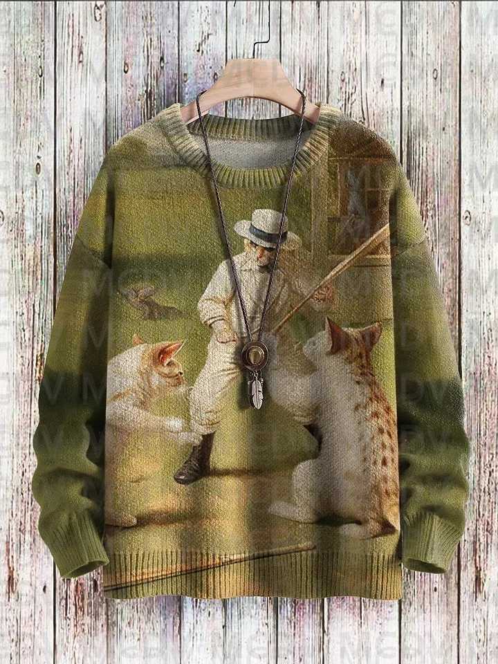 Halloween Black Cat Witch Art Printed Casual Sweatshirt Women For Men Sweater Y240920
