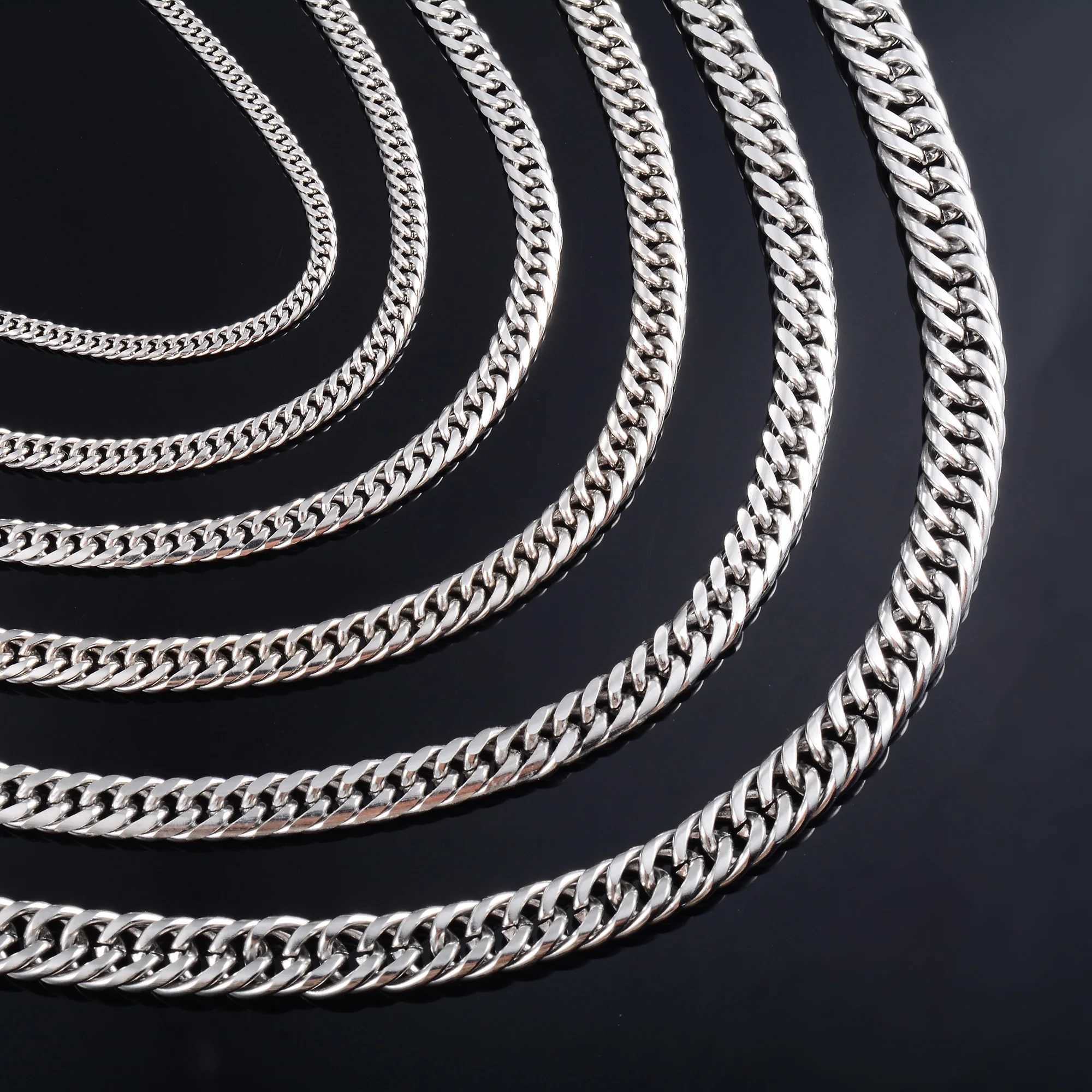 Mens Punk Link Cuban Curb Chain for Hip Hop Boy Women Stainless Steel Necklace Basic Metal Jewelry Accessories Heavy ChokerX240919