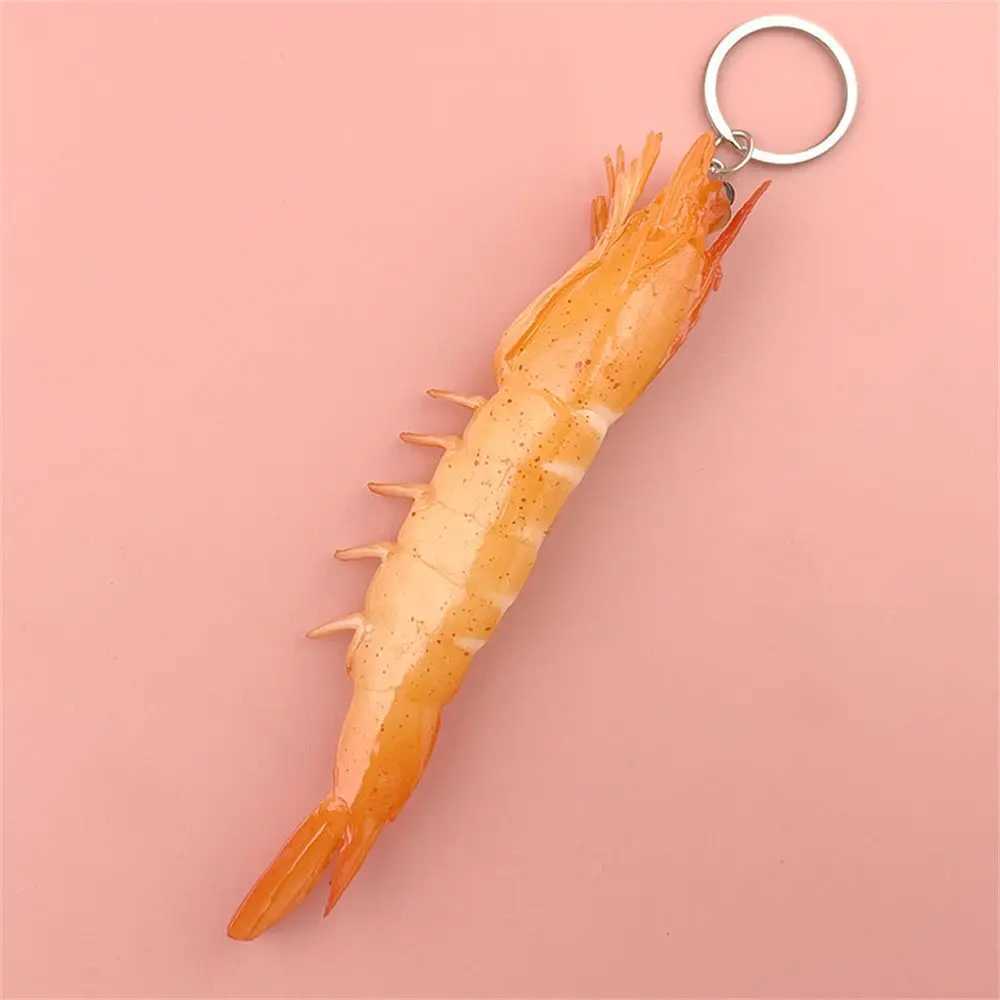 Funny Simulation Shrimp Keychain PVC Prawn Keyring Food Sea Animal Kids Toy Bag Backpack Ornament Woman Girl Jewelry AccessoriesX240919