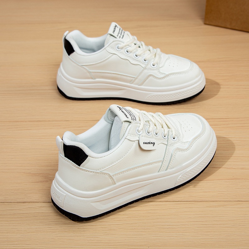Thick soled white shoes for women, 2024 autumn new versatile comfortable board shoes, round toe student sports and leisure HX-Q1811