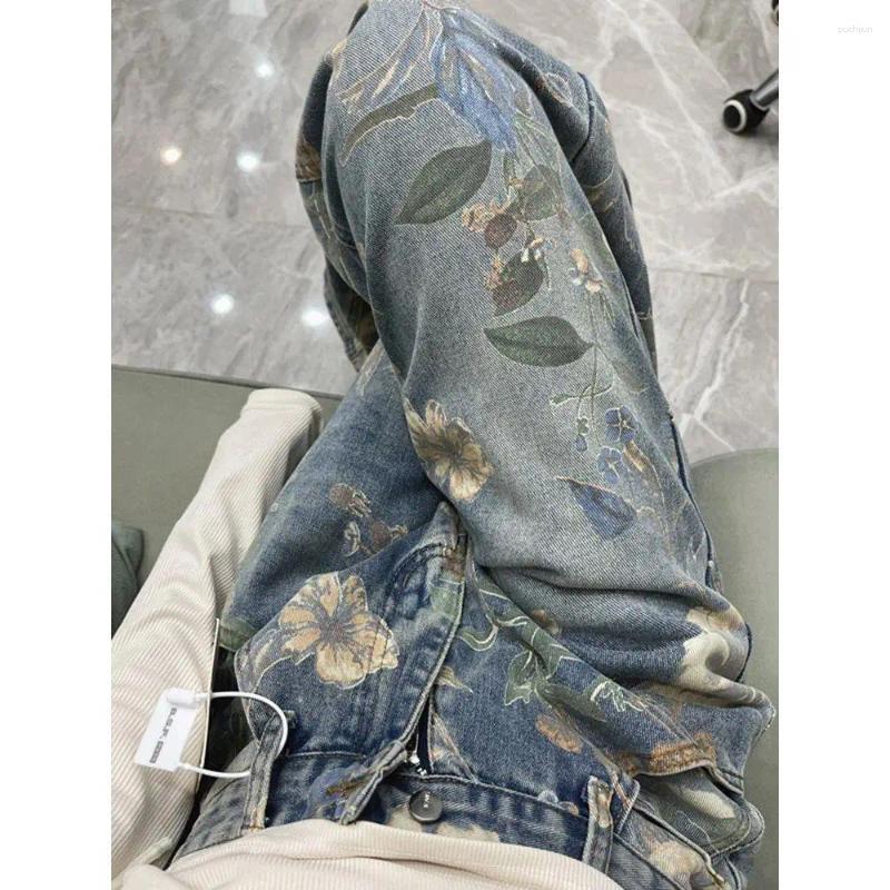 2025 S Fashion Designer Men S Jeans American Hip Hop Men And Women Trendy Retro Ral Print Straight Leg For Couples Loose Wide Casual Pants Y K