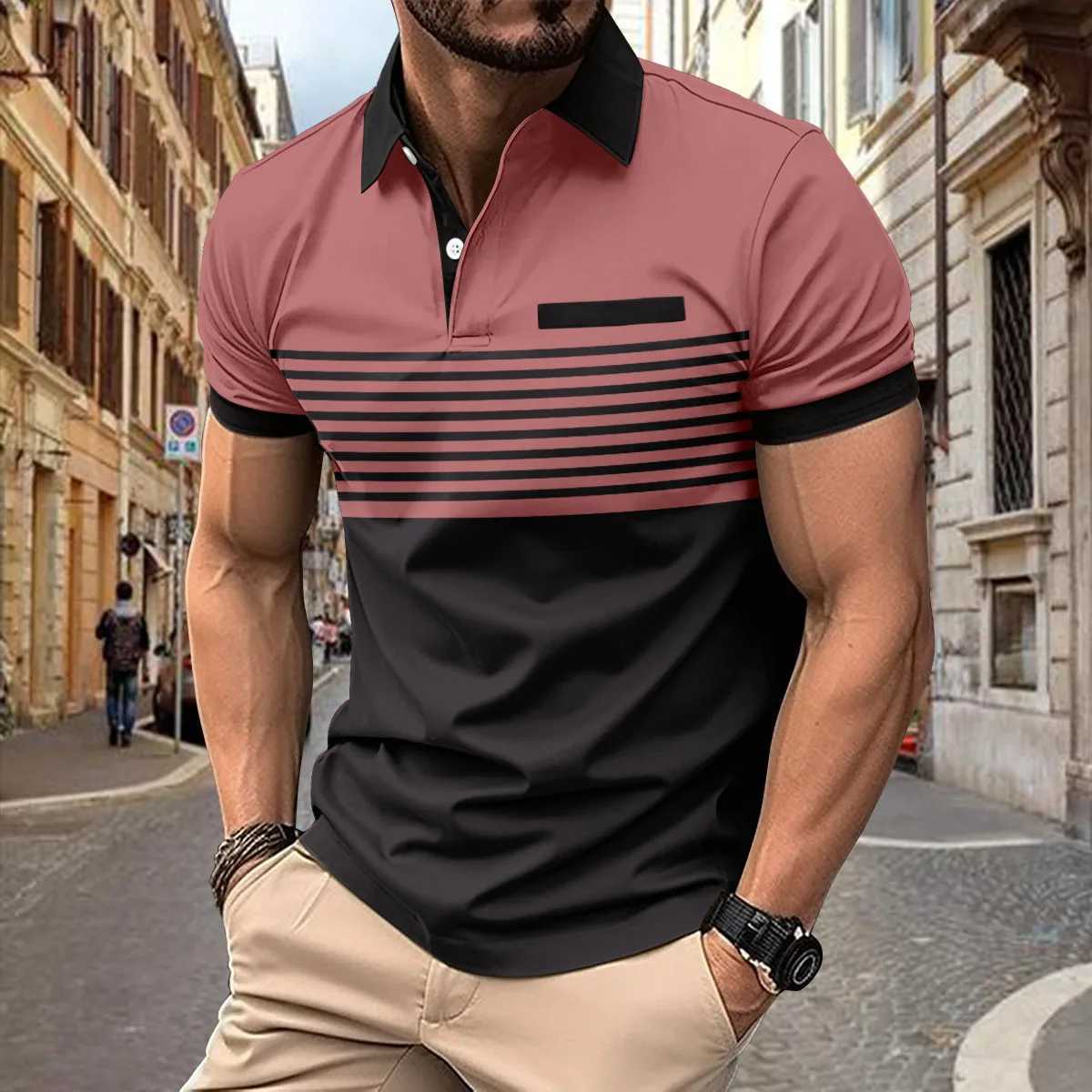 New summer striped horse jersey Mens Polo shirt Luxury top casual lapel short-sleeved T-shirt Fashion anti-wrinkle mens T-shirX240920