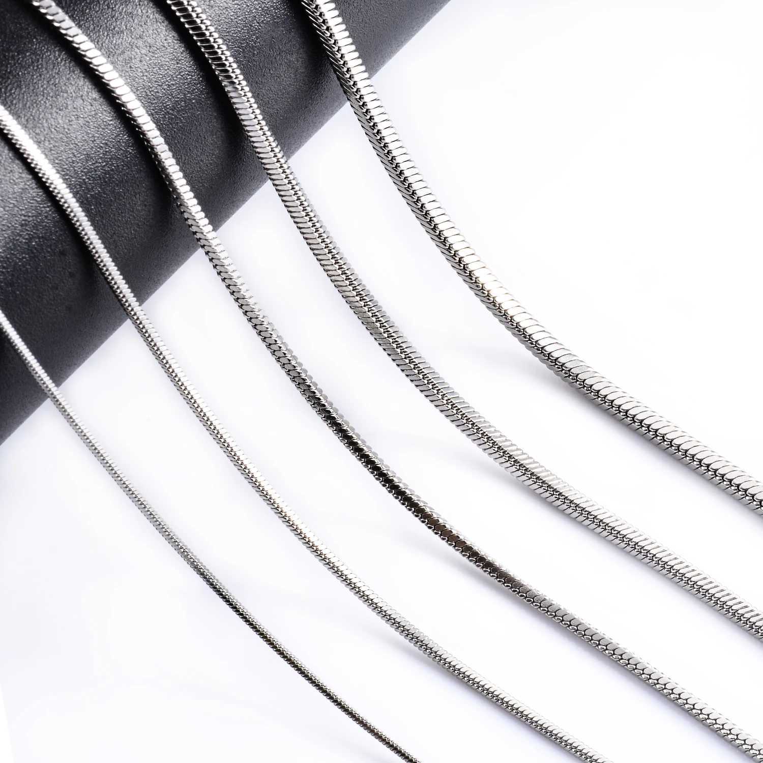 0.9/1.2/1.5/2/2.4mm Stainless Steel Square Snake Chain Necklace Silver Color For Men Womens Fashion JewelryX240919