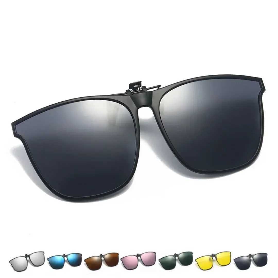 Polarized Clip On Sunglasses Men Photochromic Car Driver Goggles Night Vision Glasses Anti Glare Vintage Square GlassesX240920
