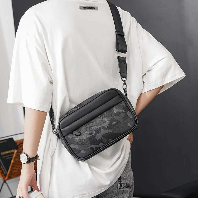 Camouflage PU Leather Messenger Bag Men Fashion Design Mens Crossbody Bags Multifunction Sling Shoulder Bags Man Luxury Handbag Z240919