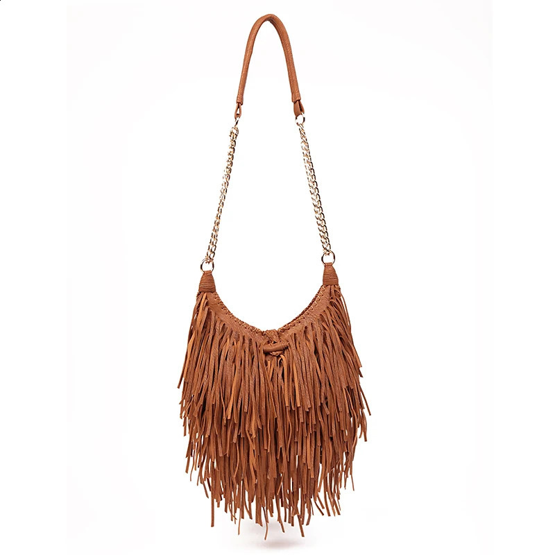 Womens PU leather bag womens fashionable shoulder bag famous cross body bag edge tassel womens messenger bag 240918